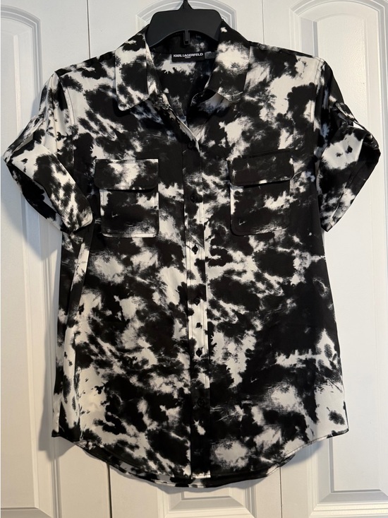 Karl Lagerfeld Tops - Karl Lagerfeld Black & White Tie-Dye Shirt